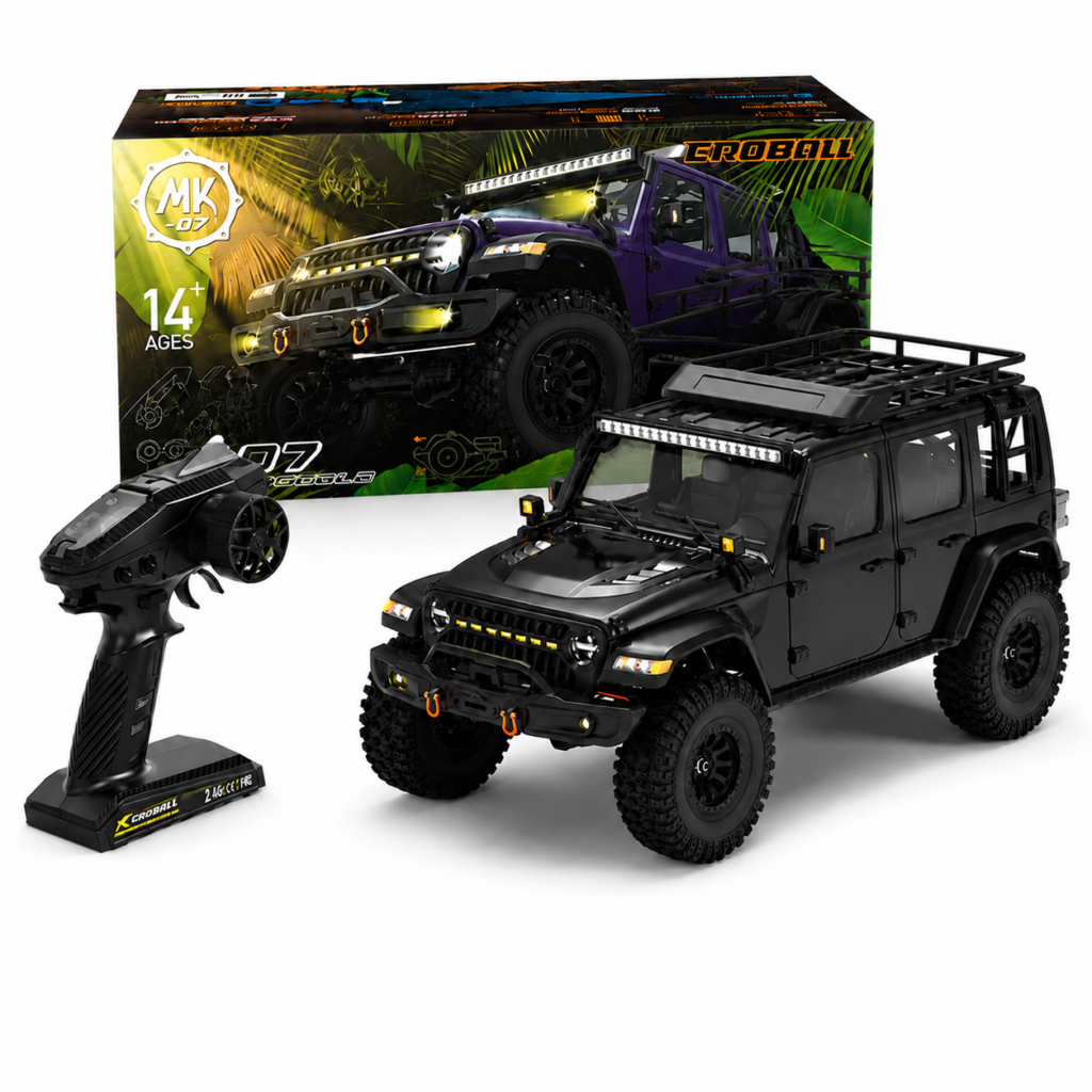 RLARLO MK-07 V2 1/7 Scale 4WD Brushless RTR RC Rock Crawler – FOC Sensored Power | India (Black)